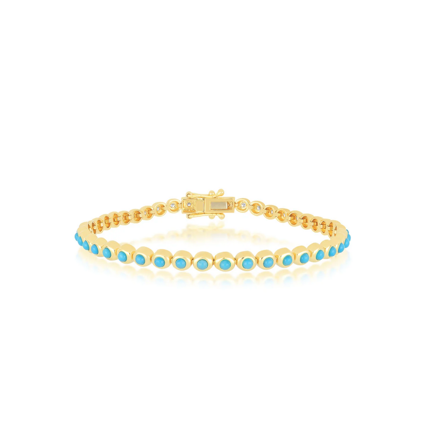 Turquoise & Diamond Pillow Eternity Bracelet-Bracelet-EF Collection-14K White Gold-hurdles-jewelry-boulder-colorado