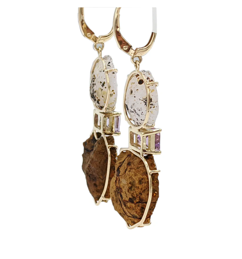 Amethyst Geode Earrings-Earrings-Eleux Jewelry-hurdles-jewelry-boulder-colorado