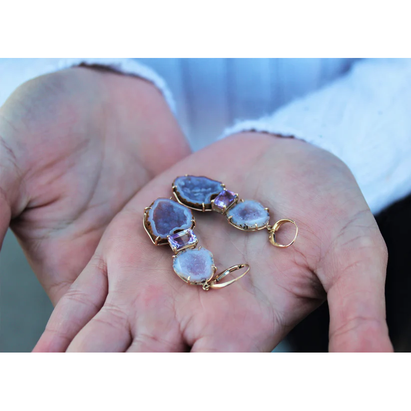 Amethyst Geode Earrings-Earrings-Eleux Jewelry-hurdles-jewelry-boulder-colorado