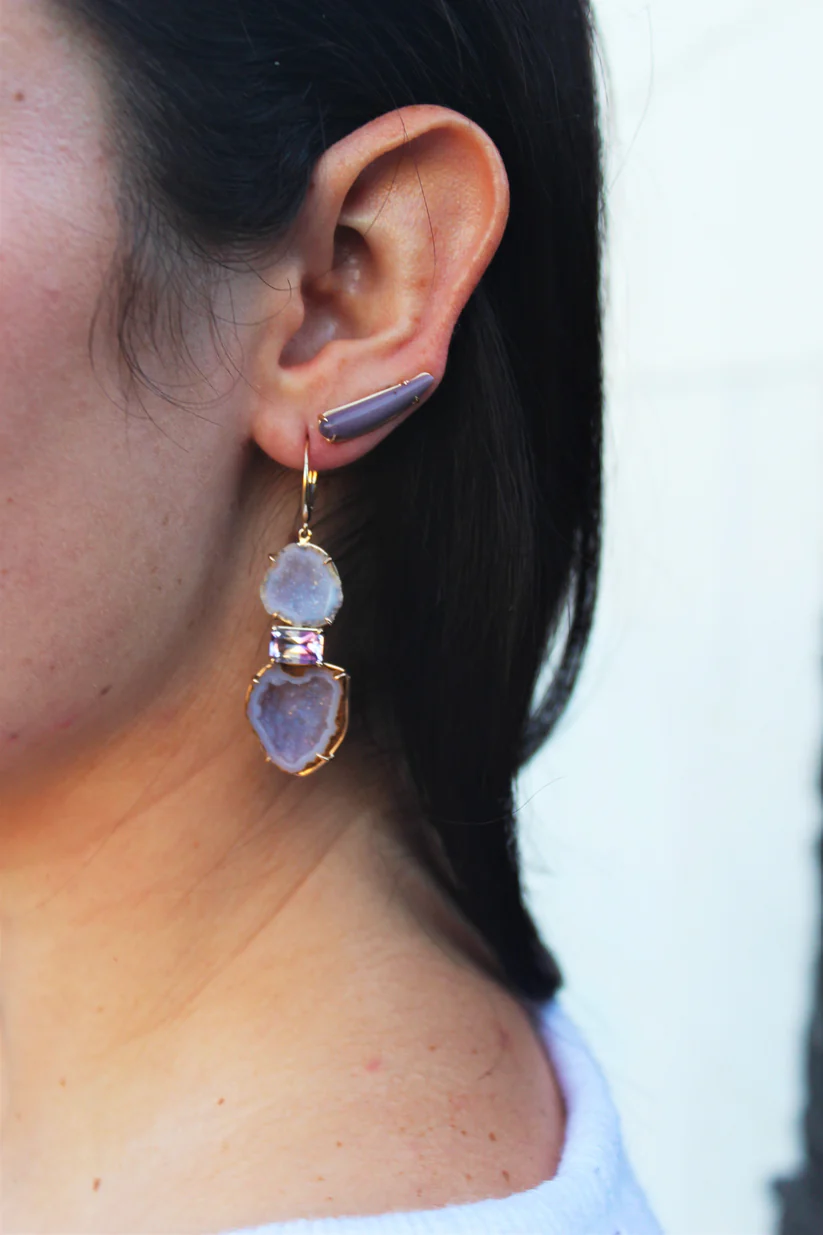 Amethyst Geode Earrings-Earrings-Eleux Jewelry-hurdles-jewelry-boulder-colorado