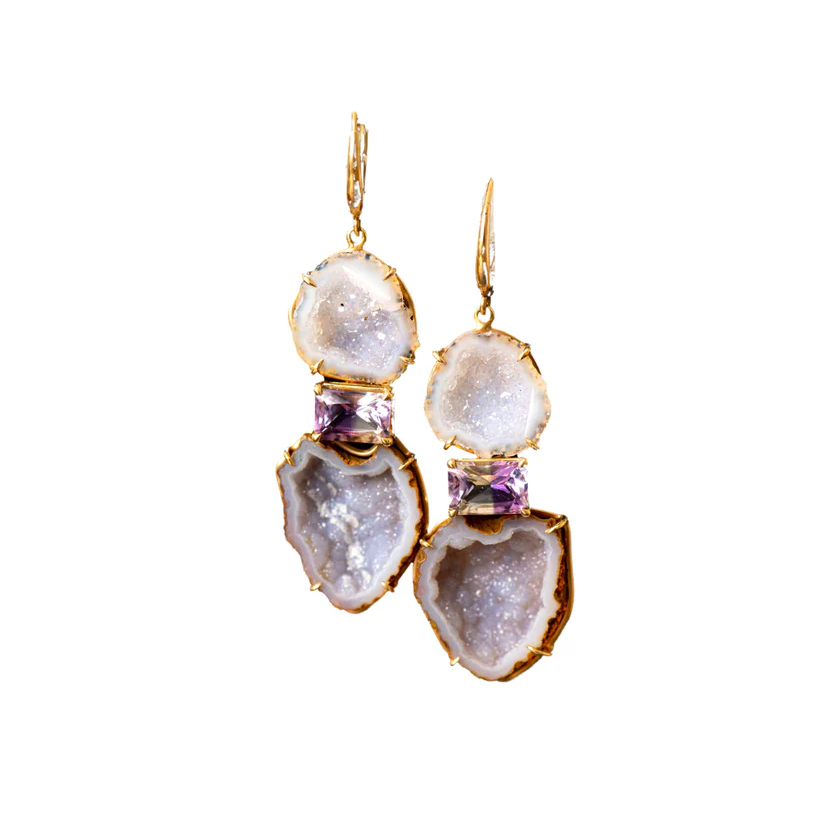 Amethyst Geode Earrings-Earrings-Eleux Jewelry-hurdles-jewelry-boulder-colorado