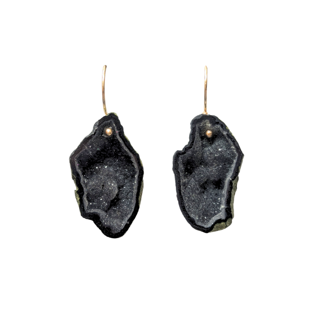 Black Geode Earrings-Earrings-Eleux Jewelry-hurdles-jewelry-boulder-colorado