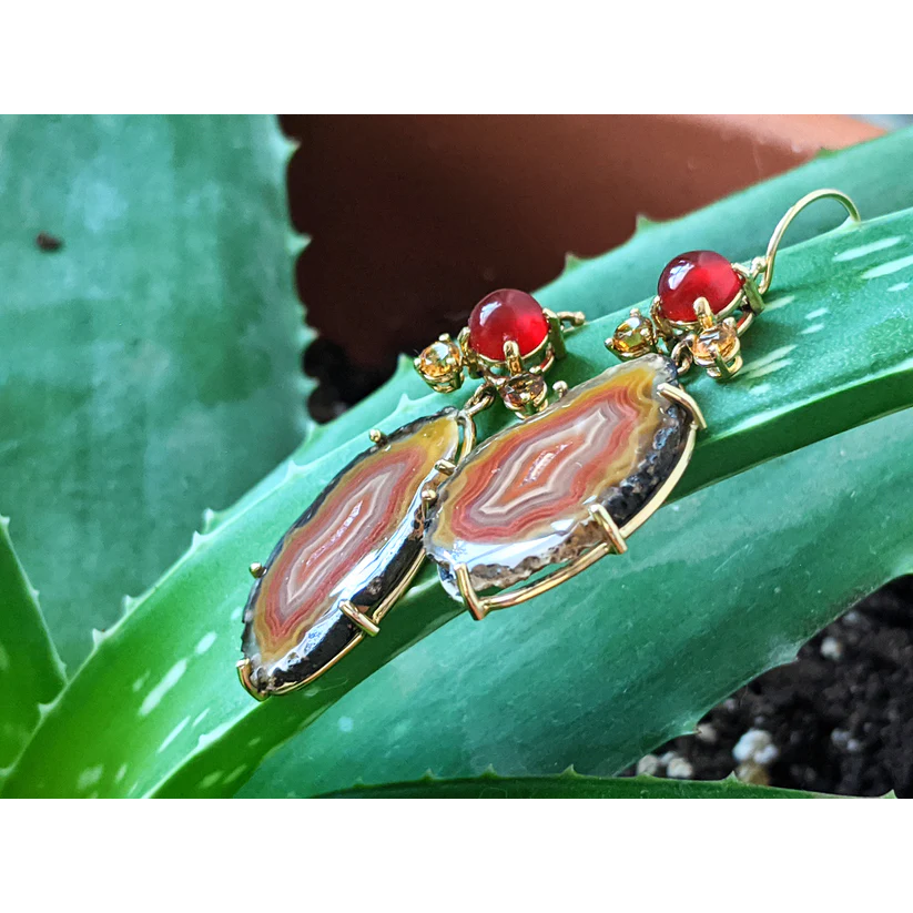 Carnelian, Citrine & Agate Earrings-Earrings-Eleux Jewelry-hurdles-jewelry-boulder-colorado