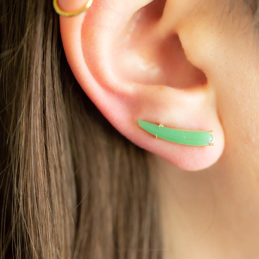Carved Gemstone Ear Climbers-Earrings-Eleux Jewelry-Left Jade-hurdles-jewelry-boulder-colorado