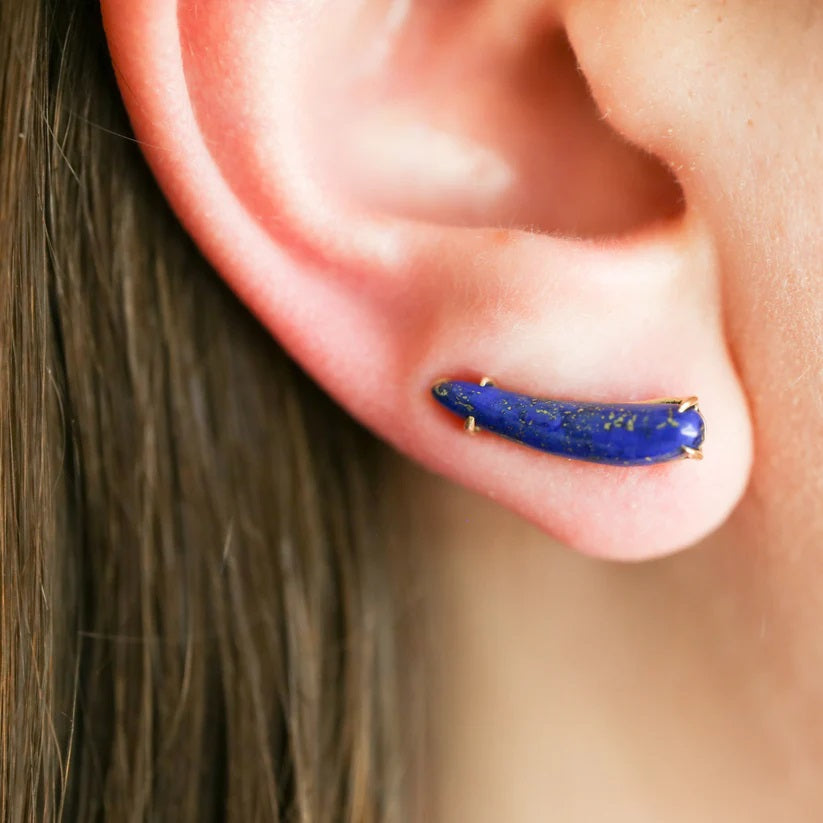 Carved Gemstone Ear Climbers-Earrings-Eleux Jewelry-Left Jade-hurdles-jewelry-boulder-colorado