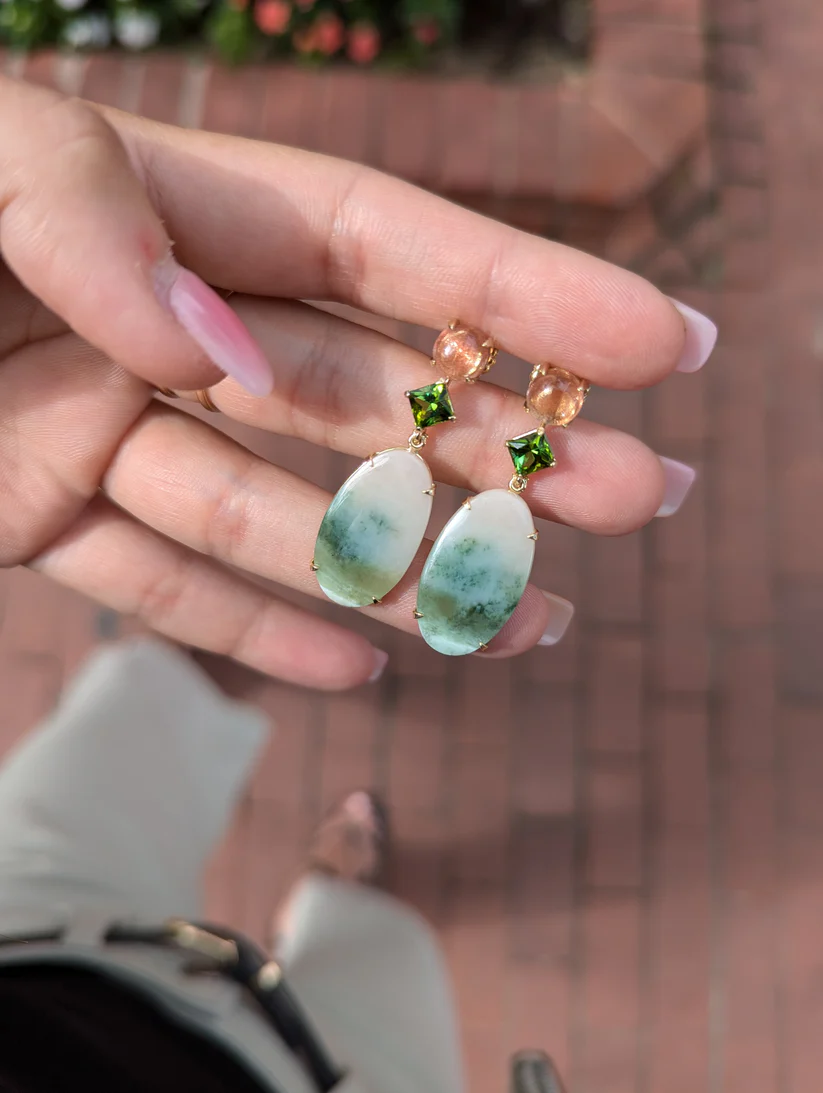 Hydrogrossular Garnet Earrings-Earrings-Eleux Jewelry-hurdles-jewelry-boulder-colorado