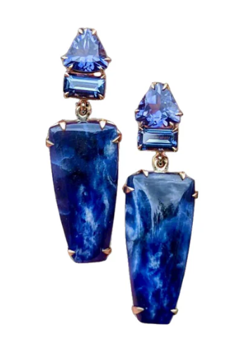 Ultramarine Sodalite Earrings-Earrings-Eleux Jewelry-hurdles-jewelry-boulder-colorado