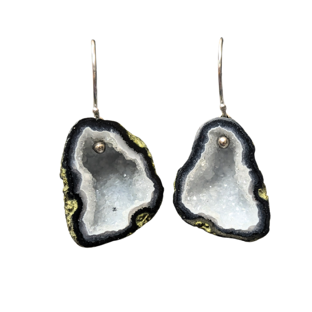 White Geode Earrings-Earrings-Eleux Jewelry-hurdles-jewelry-boulder-colorado