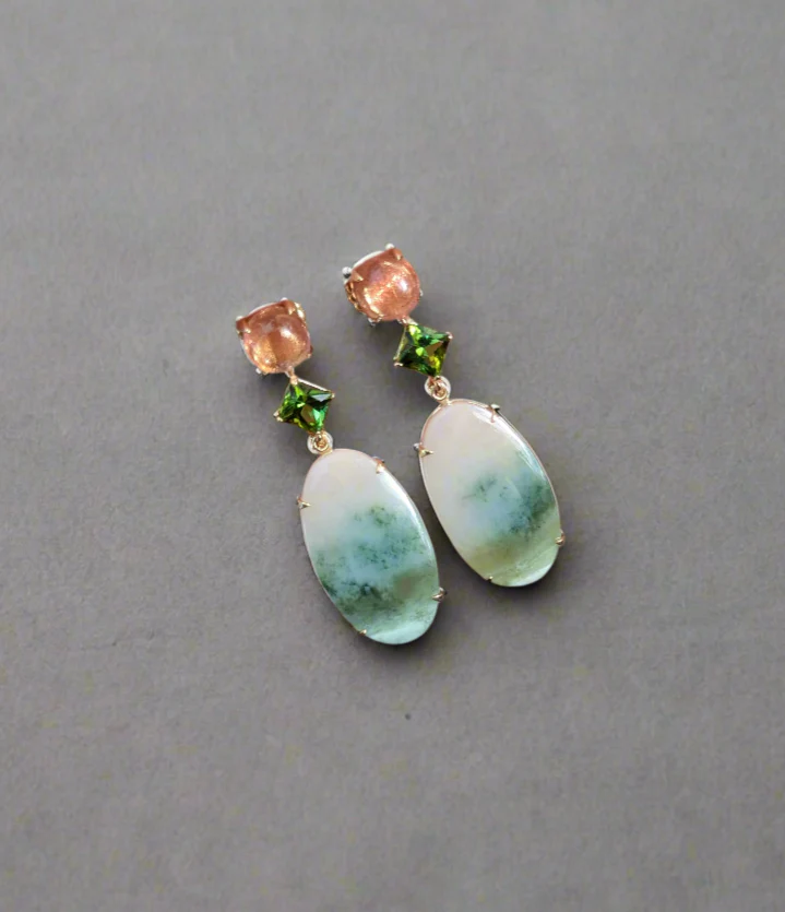 Hydrogrossular Garnet Earrings-Earrings-Eleux Jewelry-hurdles-jewelry-boulder-colorado