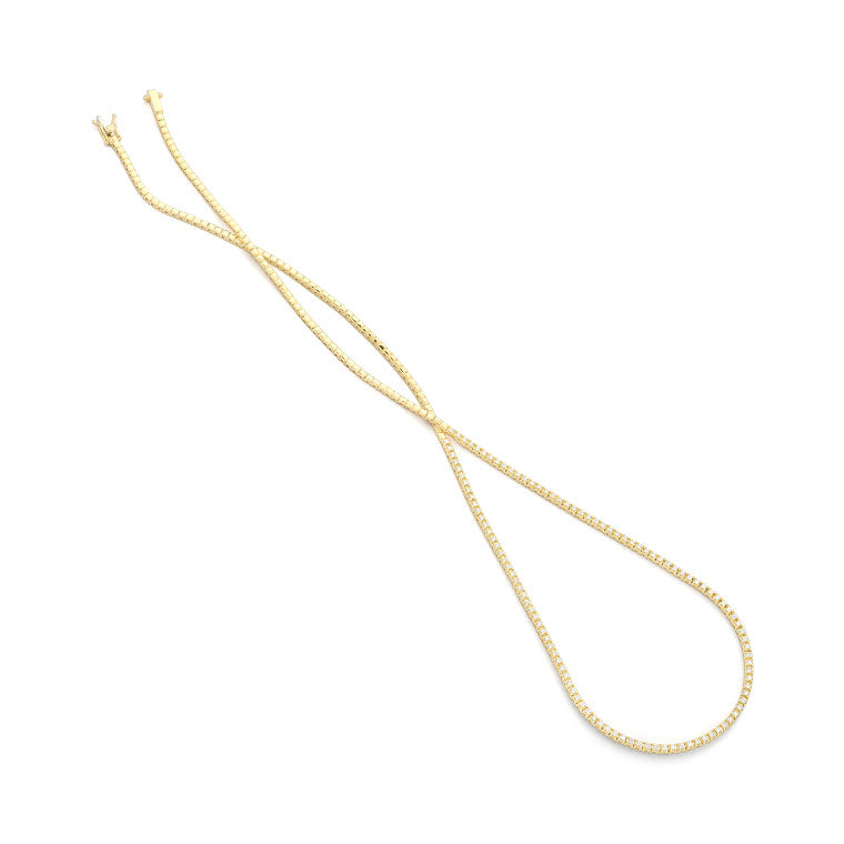 0.80 Carat Diamond Tennis Necklace-Necklace-Facet Barcelona-14K Yellow Gold-hurdles-jewelry-boulder-colorado