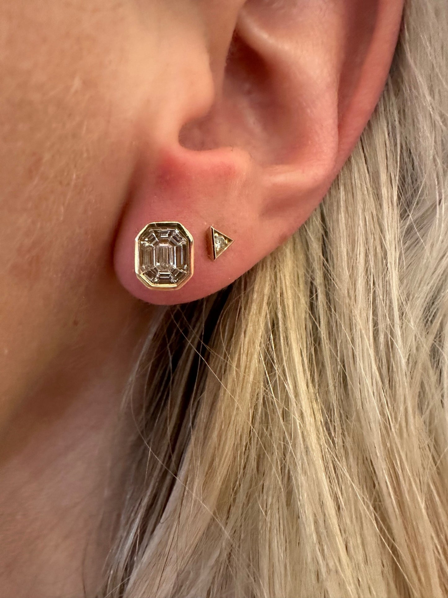Baguette Diamond Cluster Stud Earrings-Earrings-Facet Barcelona-14K White Gold-hurdles-jewelry-boulder-colorado