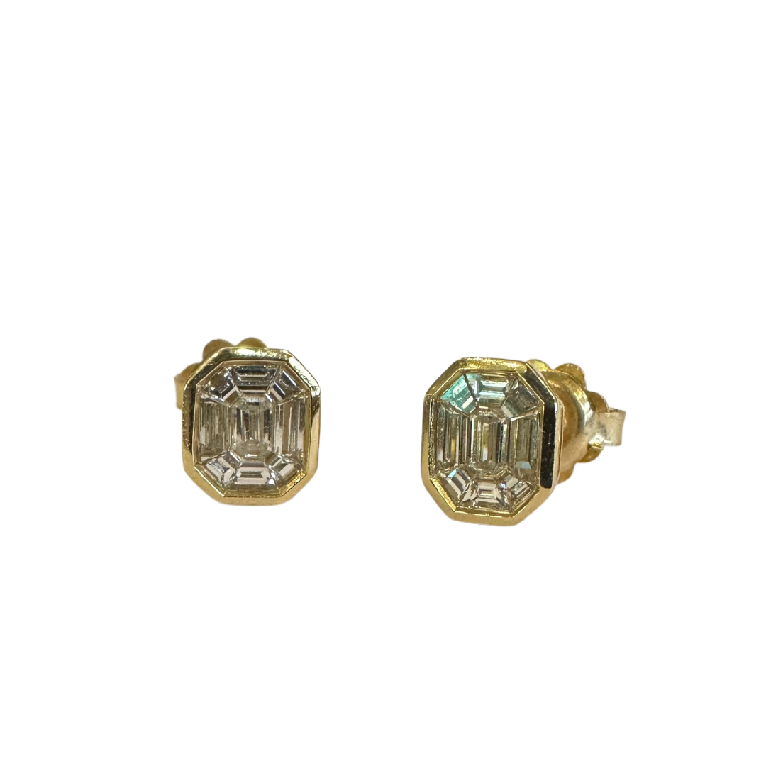 Baguette Diamond Cluster Stud Earrings-Earrings-Facet Barcelona-14K White Gold-hurdles-jewelry-boulder-colorado