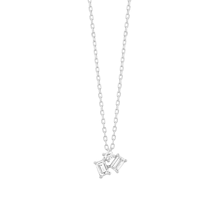 Emerald Cut & Round Diamond Cluster Necklace-Necklace-Facet Barcelona-hurdles-jewelry-boulder-colorado