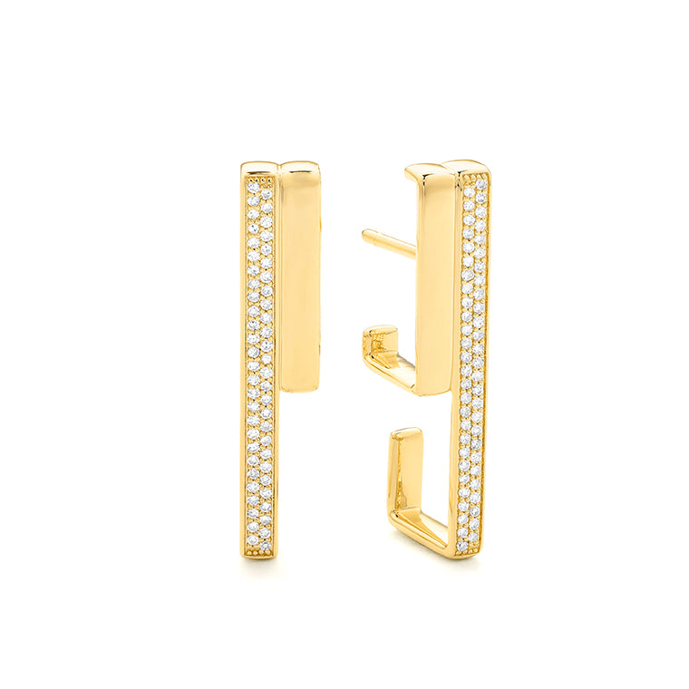 Rectangular Pave Diamond Illusion Hoops-Earrings-Facet Barcelona-hurdles-jewelry-boulder-colorado
