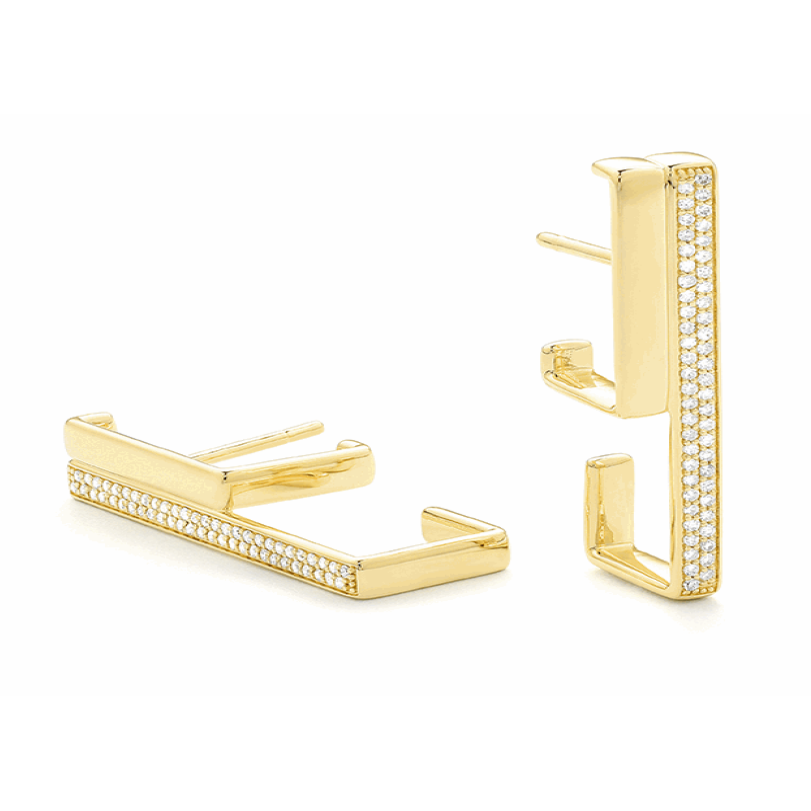 Rectangular Pave Diamond Illusion Hoops-Earrings-Facet Barcelona-hurdles-jewelry-boulder-colorado