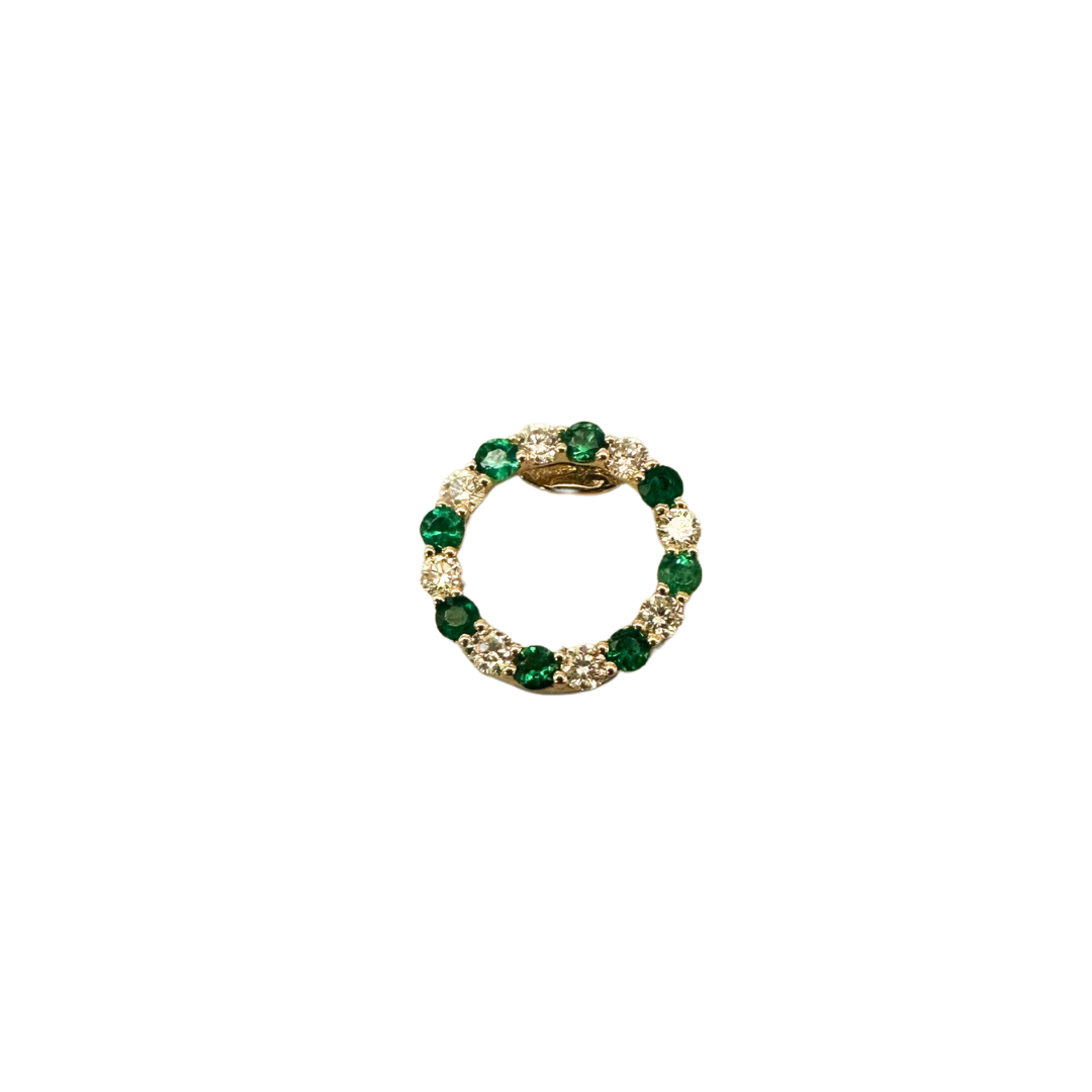 Emerald & Diamond Circle Pendant-Pendant-Heera Moti-hurdles-jewelry-boulder-colorado