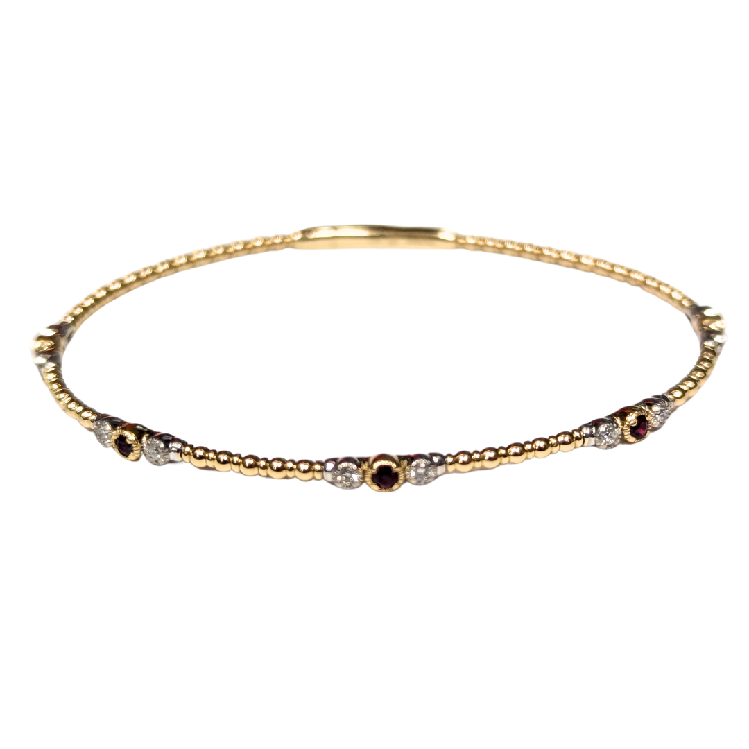 Flexible Two-Tone Diamond & Ruby Bracelet-Bracelet-Heera Moti-hurdles-jewelry-boulder-colorado
