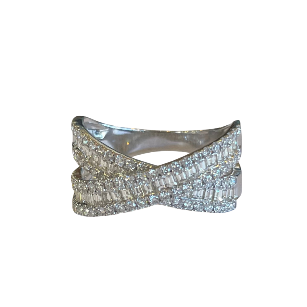 Petite Baguette Diamond Crossover Ring-Ring-Heera Moti-I don' know or see my size-hurdles-jewelry-boulder-colorado