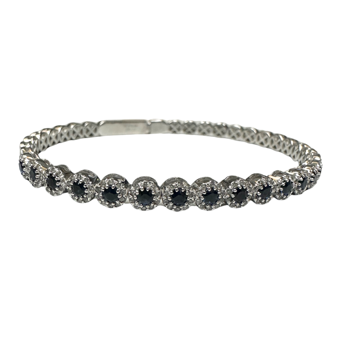 Sapphire & Diamond Halo Flexible Bangle-Bracelet-Heera Moti-hurdles-jewelry-boulder-colorado