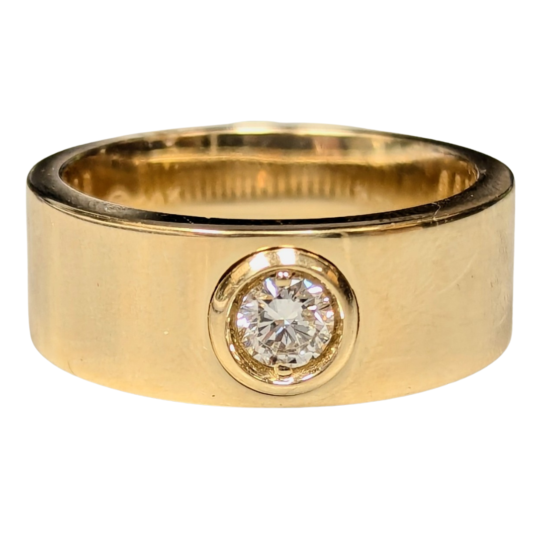 Wide Gold Band with Bezel Set Diamond-Ring-Heera Moti-I don' know or see my size-hurdles-jewelry-boulder-colorado
