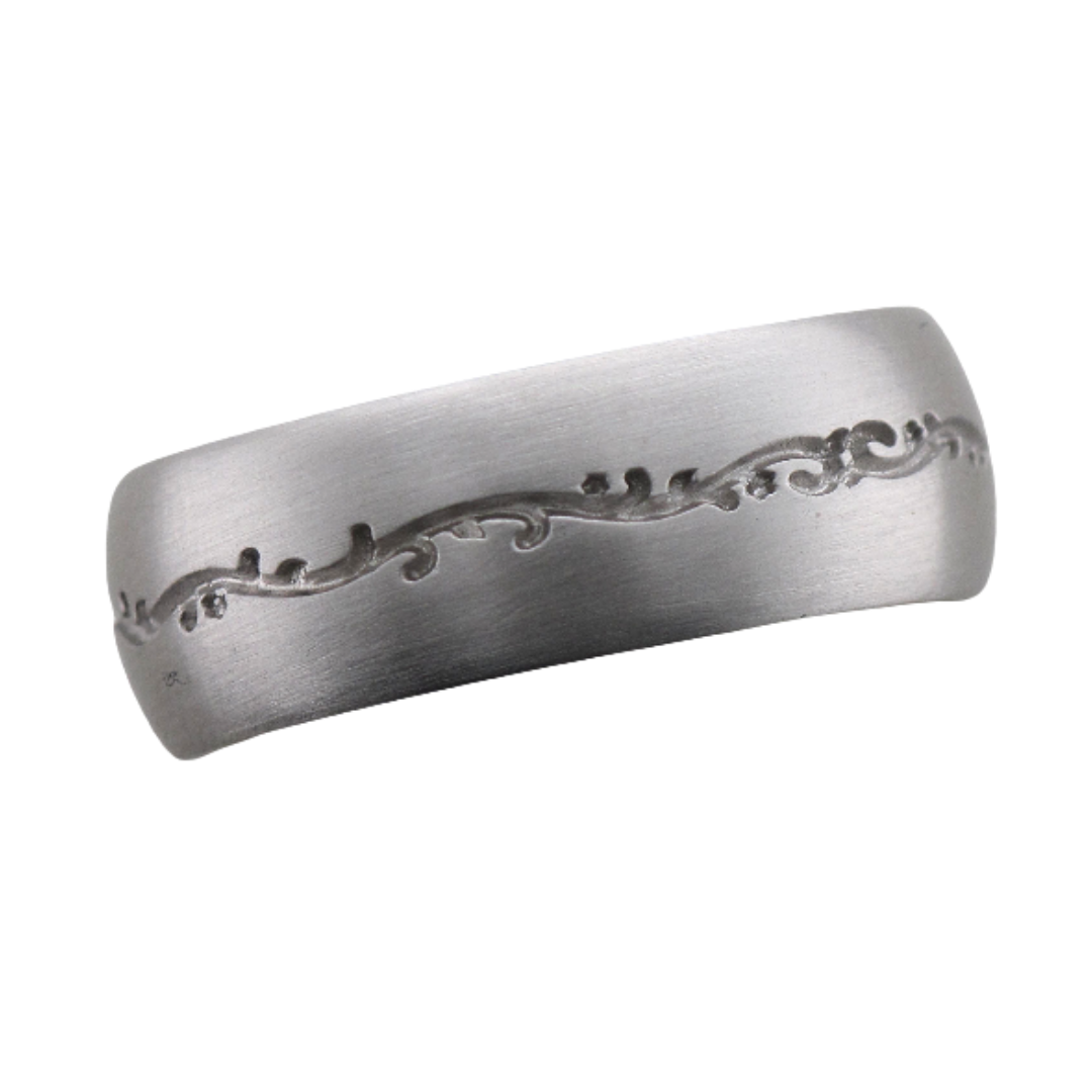 14k White Gold Satin Finished Floral Engraved Band-Ring-Hurdle's Custom Designs-I don' know or see my size-hurdles-jewelry-boulder-colorado