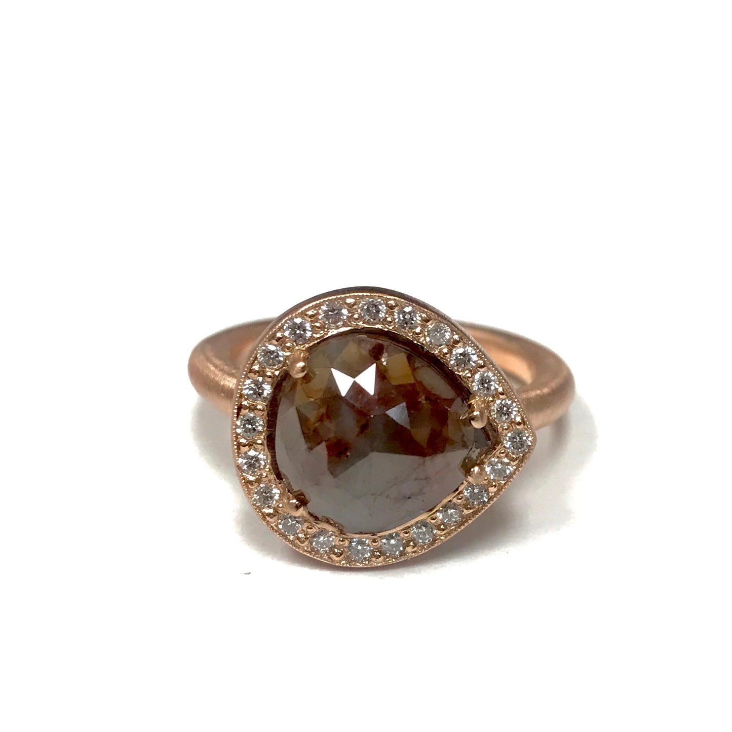 Rose Cut Diamond Halo Ring - Rose Gold-Ring-Hurdle's Custom Designs-I don' know or see my size-hurdles-jewelry-boulder-colorado