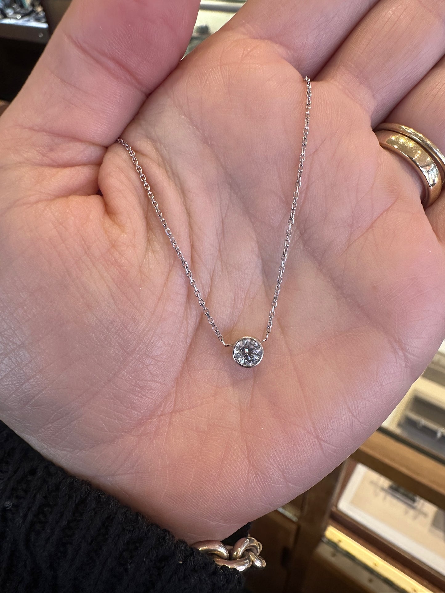 0.46 Carat Bezel Set Necklace-Necklace-Hurdle's Jewelry Collection-hurdles-jewelry-boulder-colorado