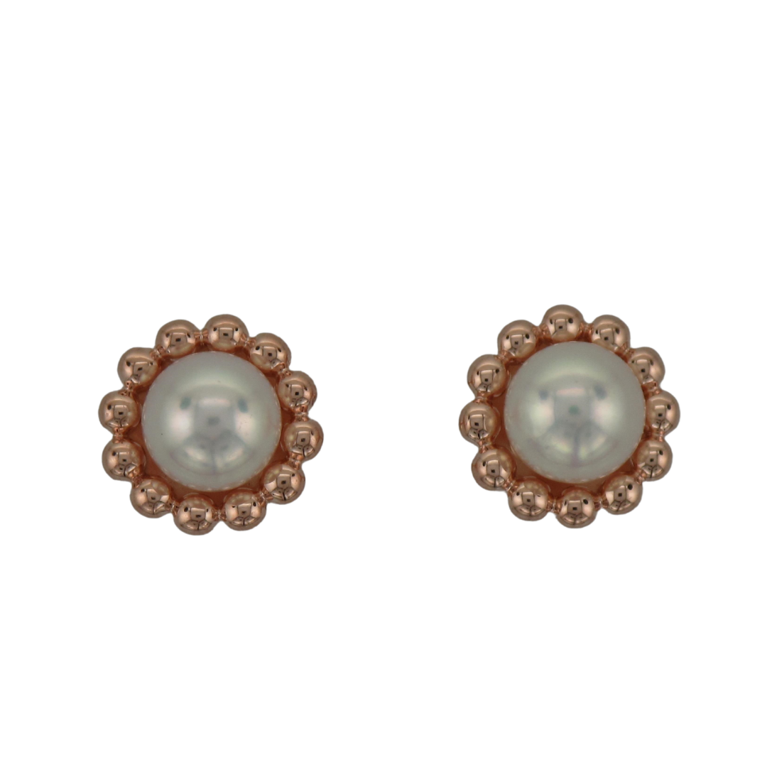 14k Rose Gold Pearl Stud Earrings-Earrings-Hurdle's Jewelry Collection-hurdles-jewelry-boulder-colorado