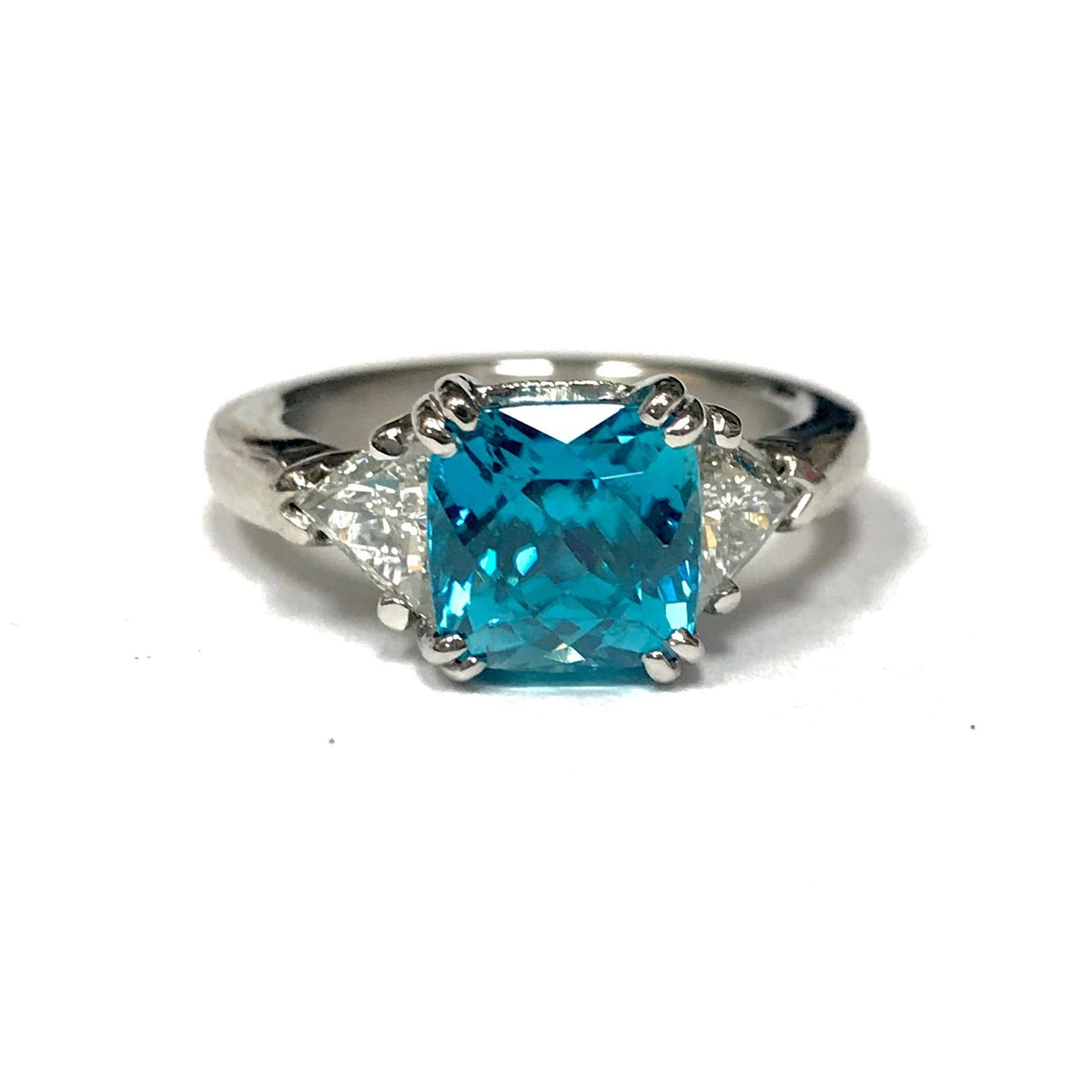 Blue Zircon & Diamond Platinum Ring-Ring-Hurdle's Jewelry Collection-I don' know or see my size-hurdles-jewelry-boulder-colorado