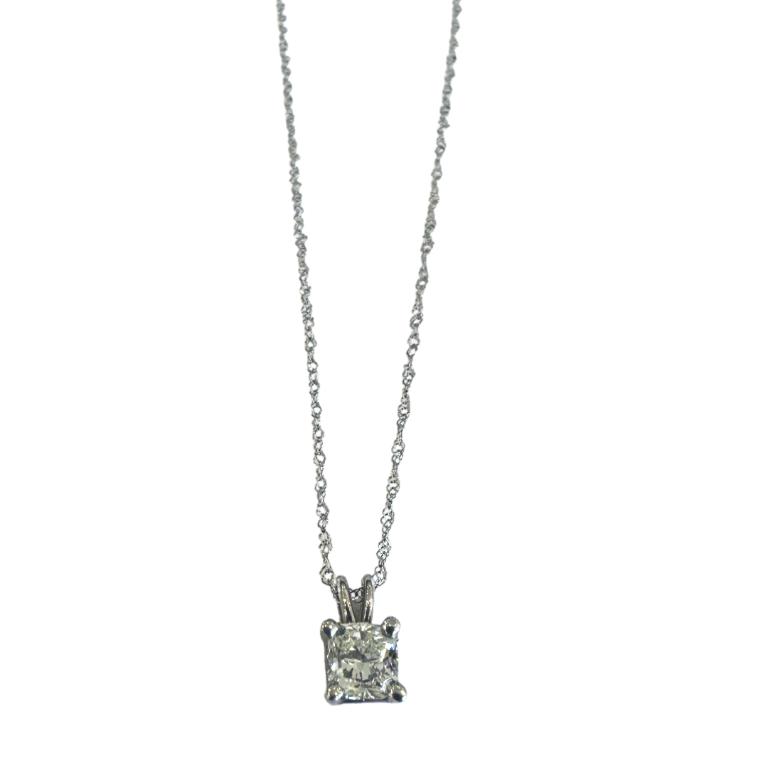 Cushion Cut 0.53 Carat Diamond Solitaire Necklace-Necklace-Hurdle's Jewelry Collection-hurdles-jewelry-boulder-colorado