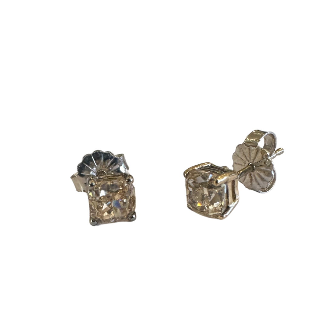 Cushion Cut Gray Diamond Stud Earrings-Diamond Stud-Hurdle's Jewelry Collection-hurdles-jewelry-boulder-colorado