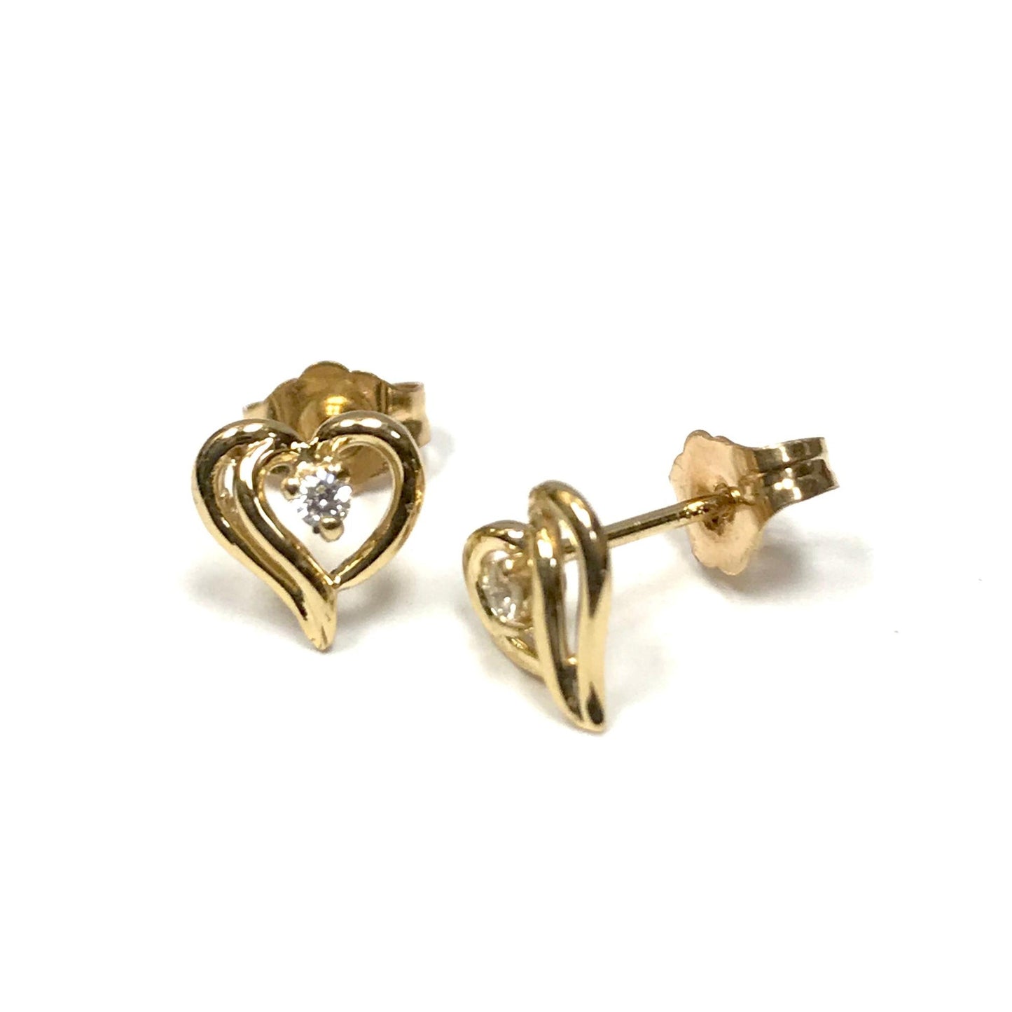 Diamond Heart Stud Earrings-Earrings-Hurdle's Jewelry Collection-hurdles-jewelry-boulder-colorado