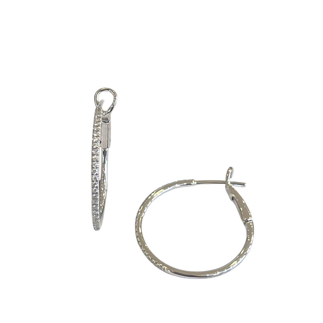 Diamond Hoop Earrings - 22.2mm-Earrings-Hurdle's Jewelry Collection-hurdles-jewelry-boulder-colorado