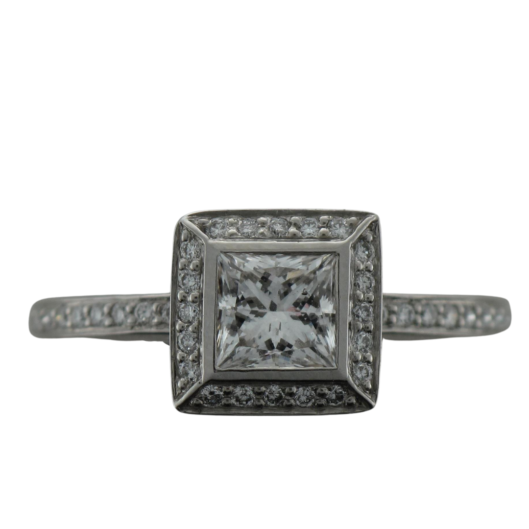 Platinum Halo Princess Cut Engagement Ring-Engagement Ring-Hurdle's Jewelry Collection-I don' know or see my size-hurdles-jewelry-boulder-colorado