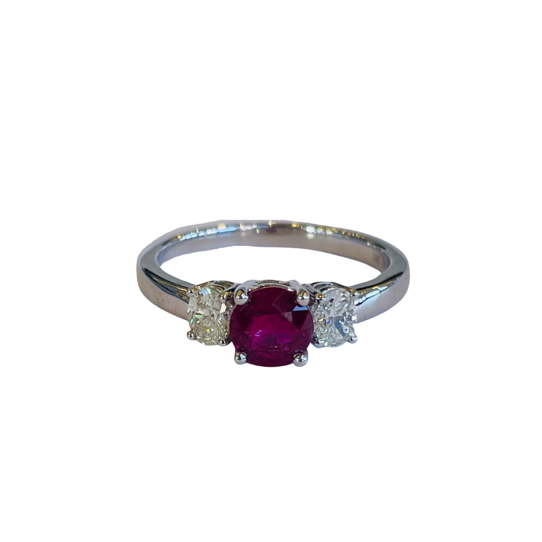 Ruby & Diamond Three Stone Ring-Ring-Hurdle's Jewelry Collection-I don' know or see my size-hurdles-jewelry-boulder-colorado