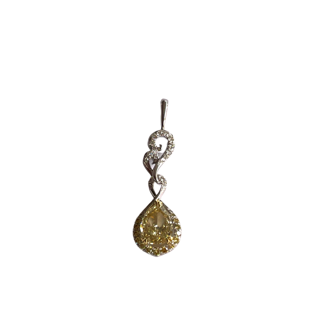 Yellow Diamond Drop Pendant-Pendant-Hurdle's Jewelry Collection-hurdles-jewelry-boulder-colorado