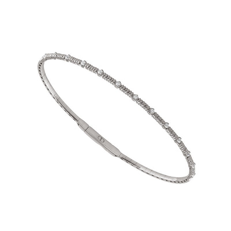 14k Flexible Diamond Station Bracelet-Bracelet-IDD Jewelry-14K White Gold-hurdles-jewelry-boulder-colorado