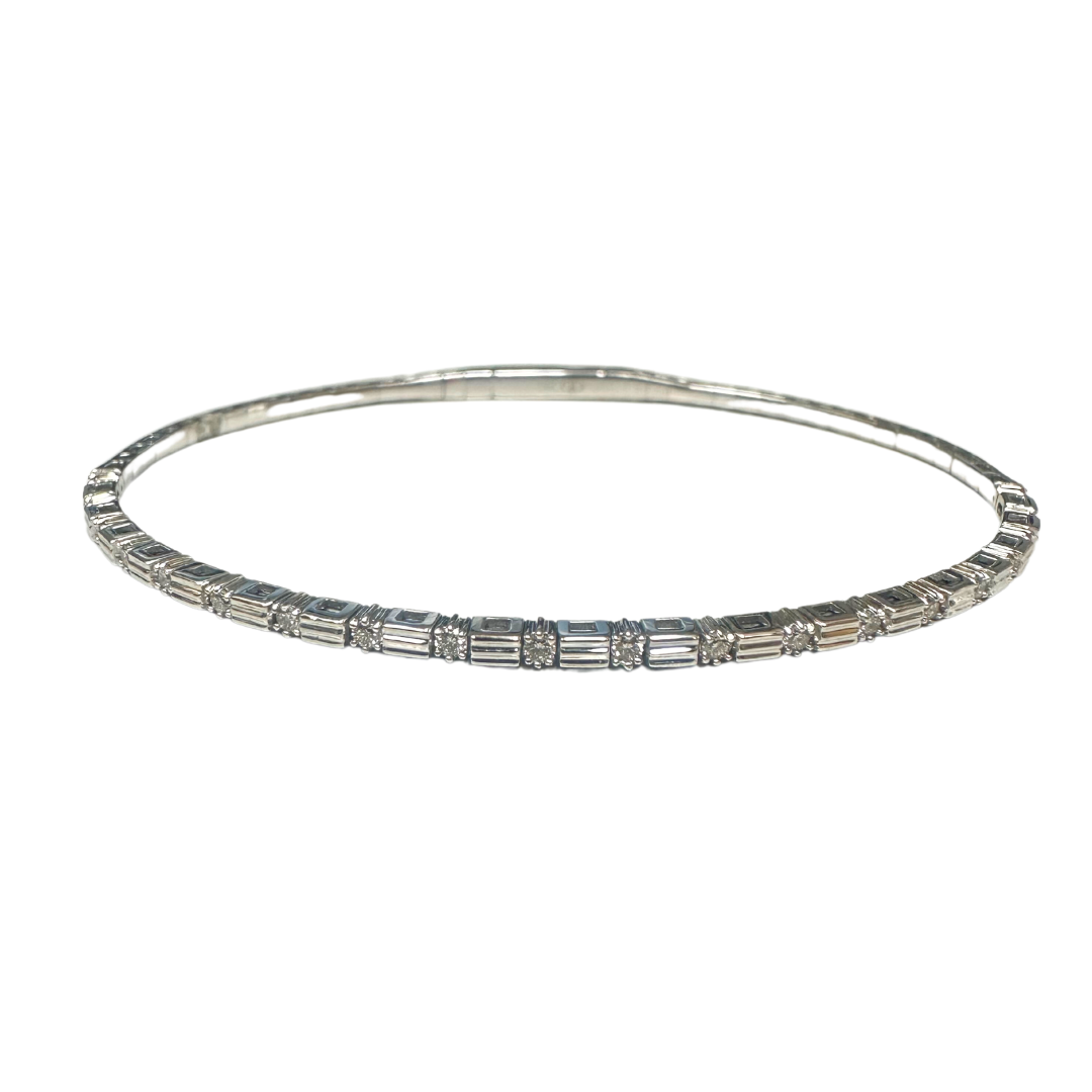Diamond Station Flexible Tennis Bracelet-Bracelet-IDD Jewelry-14K White Gold-hurdles-jewelry-boulder-colorado