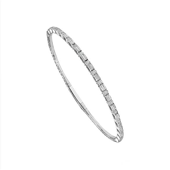 Diamond Station Flexible Tennis Bracelet-Bracelet-IDD Jewelry-14K White Gold-hurdles-jewelry-boulder-colorado