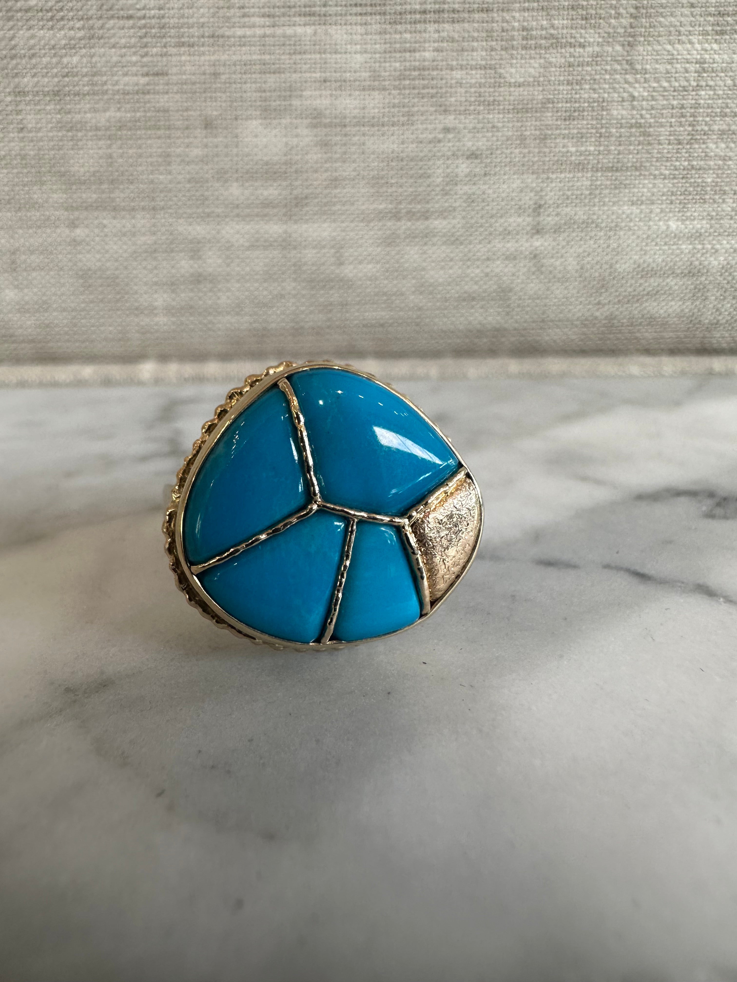 Jamie Joseph Mexican Turquoise Mosaic Ring at Hurdle's Jewelry in