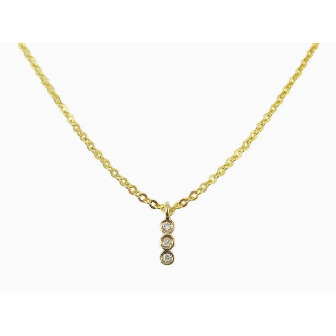 3 Bezel Diamond Necklace-Necklace-Jennie Kwon-14K Yellow Gold-hurdles-jewelry-boulder-colorado