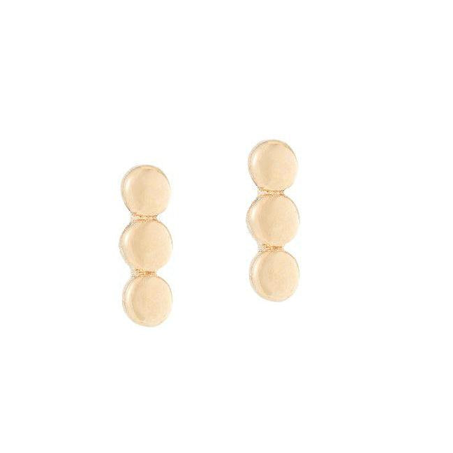 3 Dot Gold Stud Earrings-Earrings-Jennie Kwon-14K Yellow Gold-hurdles-jewelry-boulder-colorado