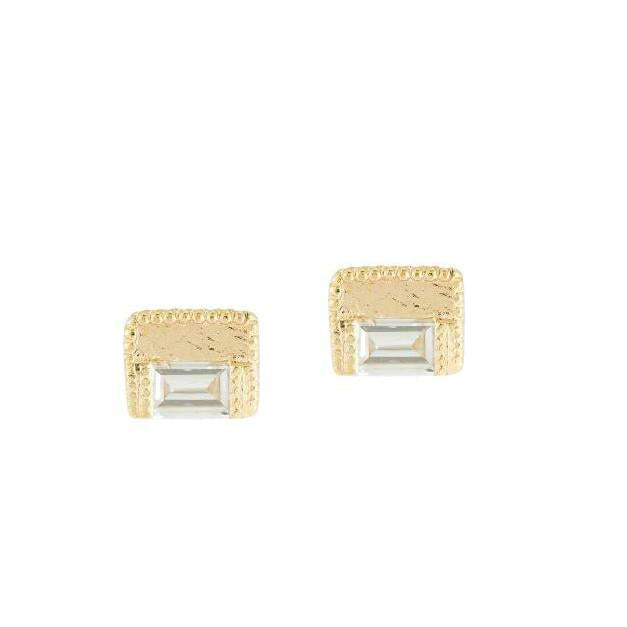 Baguette Block Diamond Studs-Earrings-Jennie Kwon-14K White Gold-hurdles-jewelry-boulder-colorado