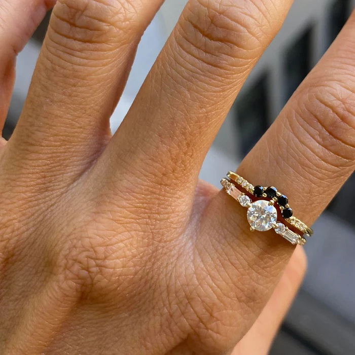 Black Diamond Arch Band-Ring-Jennie Kwon-I don' know or see my size-14K White Gold-5-hurdles-jewelry-boulder-colorado