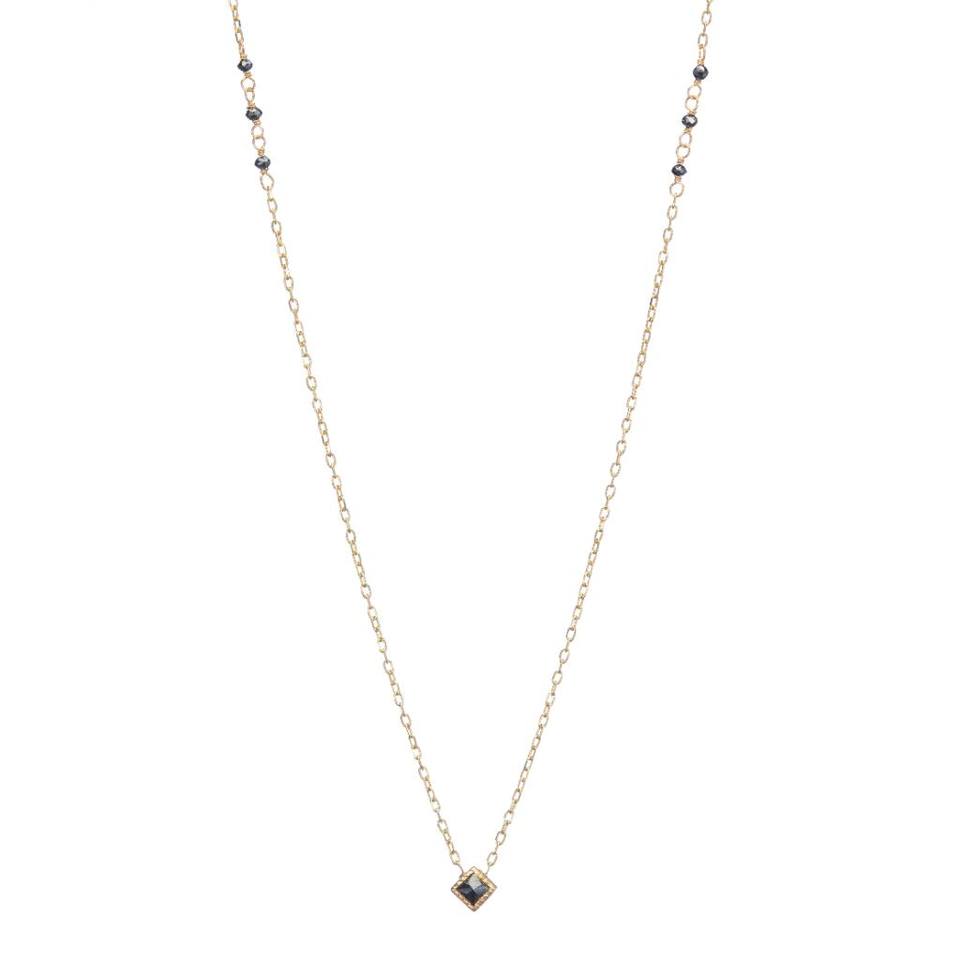 Black Diamond PC Necklace-Necklace-Jennie Kwon-14K White Gold-hurdles-jewelry-boulder-colorado
