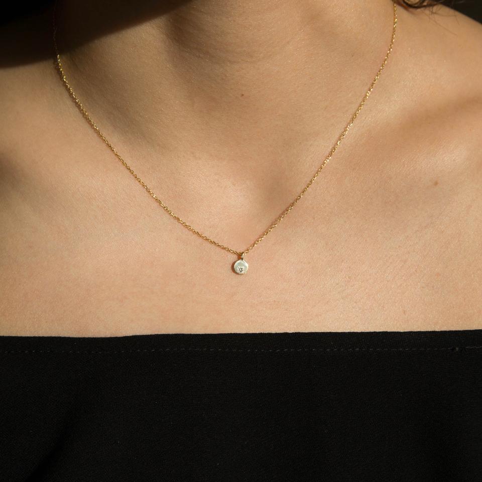 Circle Diamond Mirror Pendant-Necklace-Jennie Kwon-14K Yellow Gold-hurdles-jewelry-boulder-colorado