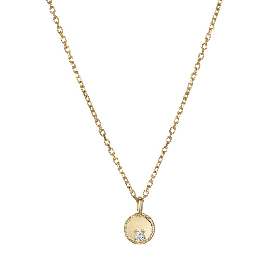 Circle Diamond Mirror Pendant-Necklace-Jennie Kwon-14K Yellow Gold-hurdles-jewelry-boulder-colorado