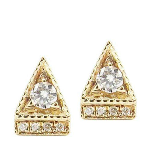 Diamond Deco Point Triangle Stud Earrings-Earrings-Jennie Kwon-14K Yellow Gold-hurdles-jewelry-boulder-colorado
