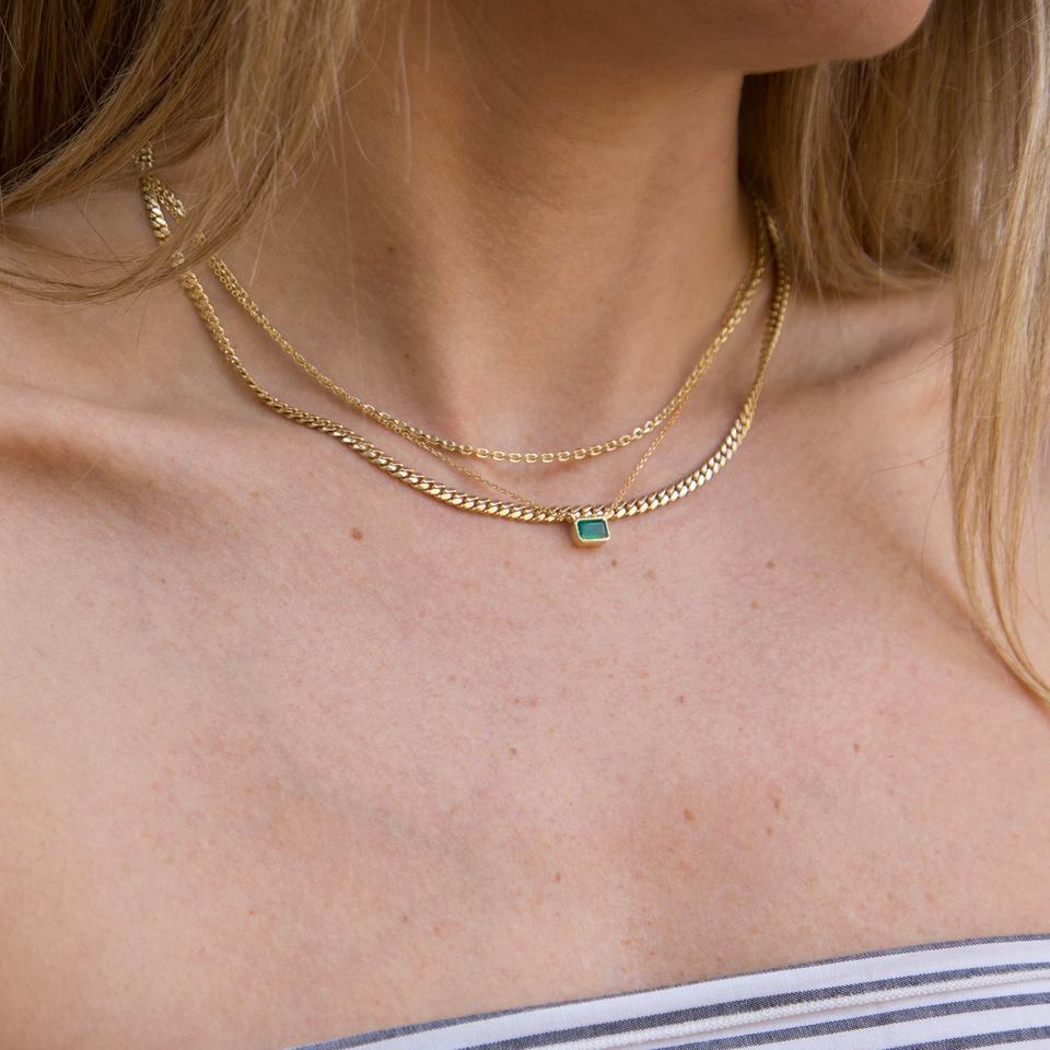 Emerald Lexie Necklace-Necklace-Jennie Kwon-14K Yellow Gold-hurdles-jewelry-boulder-colorado