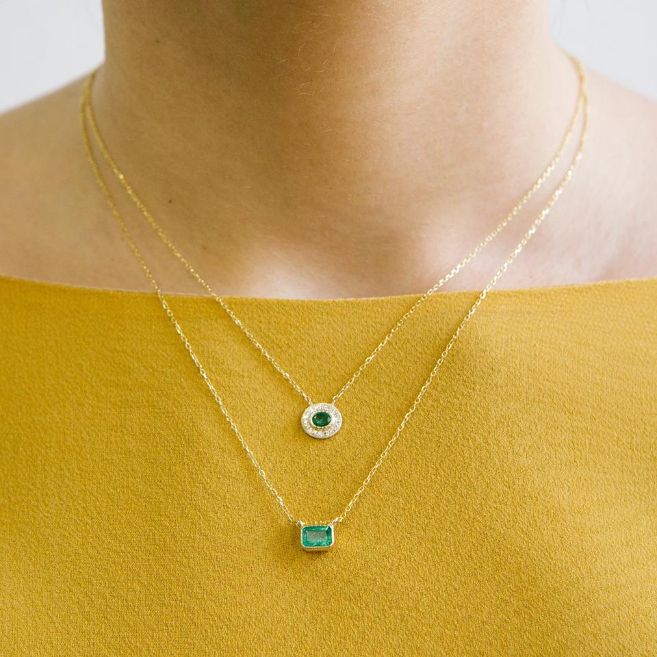 Emerald Lexie Necklace-Necklace-Jennie Kwon-14K Yellow Gold-hurdles-jewelry-boulder-colorado